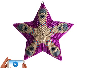 13. Motivo a stella con perline 3D. An Alarm O'Llamas 3D Warped Square Star Pattern, parte della collezione LOCKDOWN Menagerie, tutorial animato.