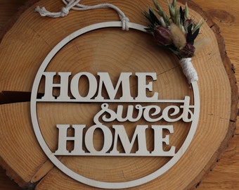 Wooden Ring Home Sweet Home Door Sign Hoop Door Wreath Individual