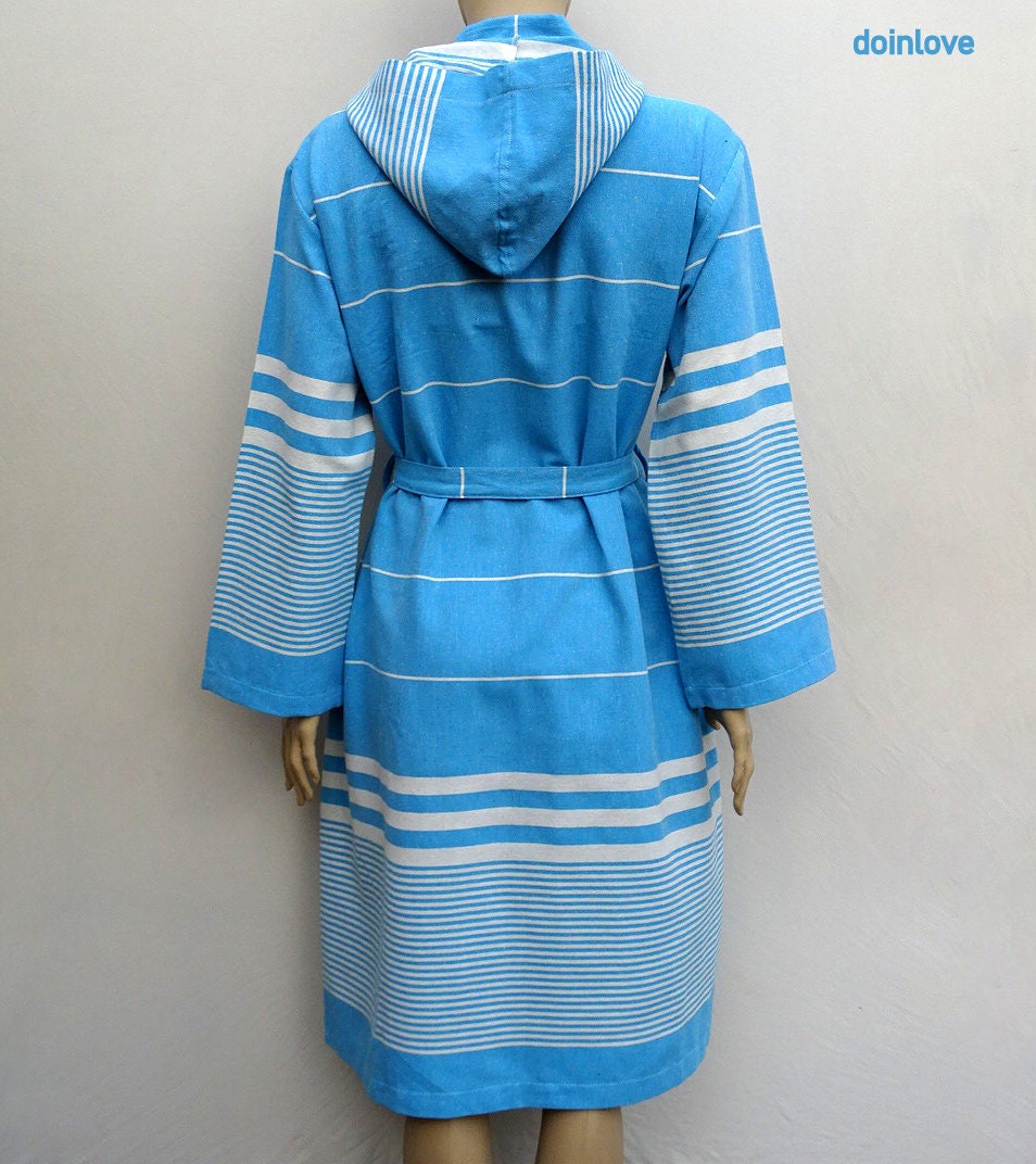 Turkish Soft Cotton Turquoise Blue Lightweight Hooded - Etsy