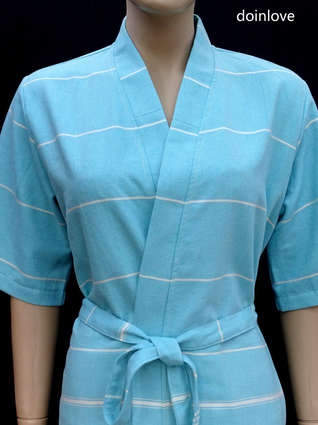 short sleeve summer dressing gown Short Sleeve Short Cotton Dressing Gowns Ladies Half Sleeved Soft Cotton  Lightweight Turquoise Short Kimono Robe, Dressing Gown, Bridesmaid Robe,  Travel