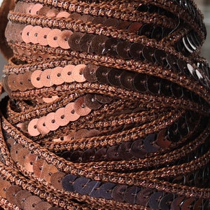 Galon paillettes rondes marron