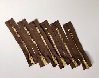 Liquidation of YKK zippers Brown metal 12 cm