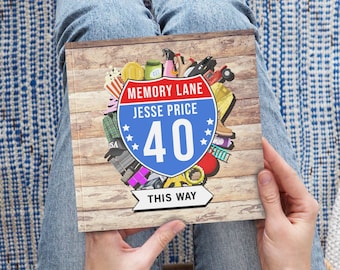 USA Edition Livre personnalisé du 40e anniversaire, Cadeau d’anniversaire Memory Lane, Cadeau personnalisé du 40e anniversaire, Cadeau de livre d’informations d’anniversaire, Pour lui