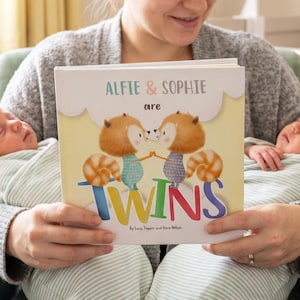 Personalised Twins Triplets Story Book, Christening New Baby Baptism Gift