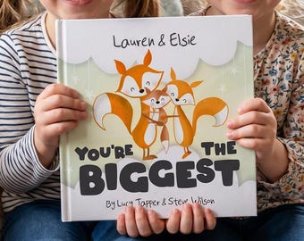 Personalised New Baby Sibling Book, Fox Illustration, Brother Sister Gift