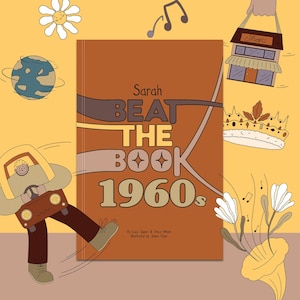 Libro de preguntas Beat The Book personalizado de los años 60, nostalgia de la década de 1960, regalo de cumpleaños número 60 para hombres y mujeres, retro de 1960 imagen 2