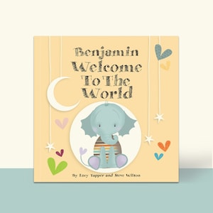 EUROPESE KLANTEN, Welkom in de wereld Gepersonaliseerd nieuw babyboek, cadeaus voor nieuwe baby, gepersonaliseerd doopcadeau, doopboek afbeelding 1