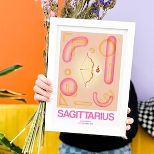 Personalized Star Sign Print, Illustrated Personalized Zodiac Birthday Gift for Her, Astrology Digital Print, Horoscope Typographic Print