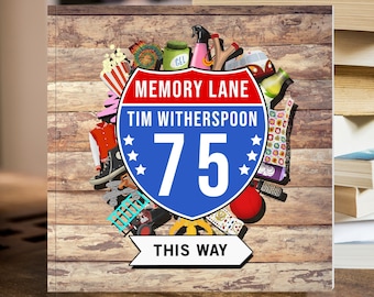 Personalized 75th Birthday Memory Lane Book USA Edition, Milestone Birthday Gift, 50s 60s Decades