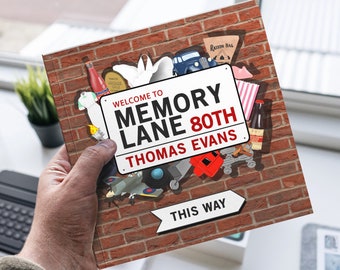 Personalized 80th Birthday Memory Lane Book UK Edition, Milestone Birthday Gift, 40s 50s Decades