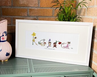 Personalised Fairy Name Children's Print | Personalised Fairy Gift for Girls | Fairy Woodland Magical Gift Print Artwork | Illustrated Print