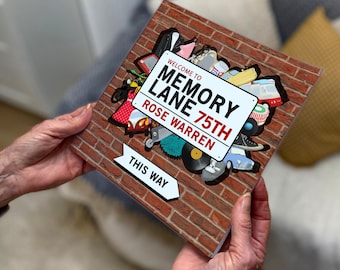 Personalised 75th Birthday Memory Lane Book UK Edition, Milestone Birthday Gift, 50s 60s Decades