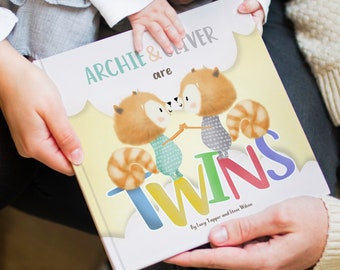 Personalised Twins Story Book, Triplets Story Book, Personalized New Baby Twins Triplets Gift, Red Panda, Twins Triplets Gifts Baptism