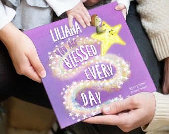 Personalised Blessed Every Day Blessings Book, Personalized Baptism Christening Gift Book, Blessings Story Book for Baby and Child, Godchild