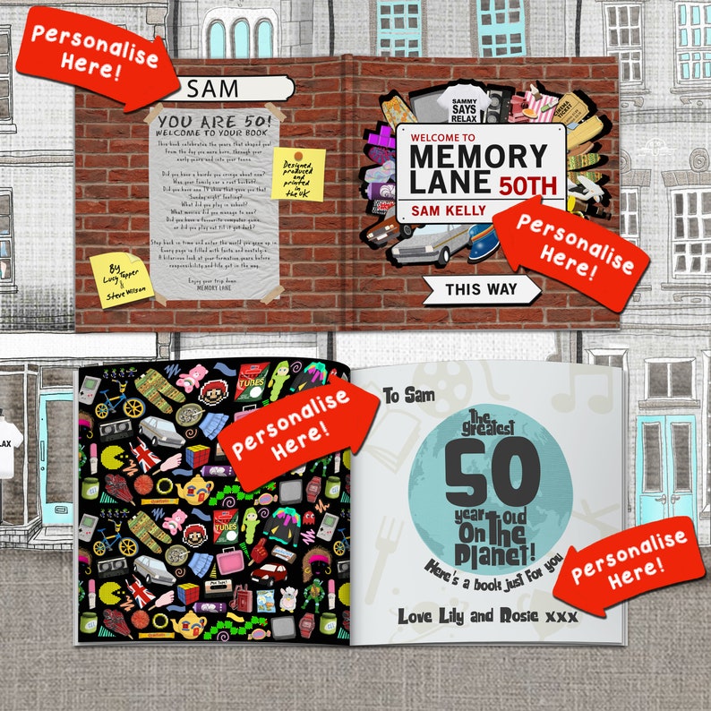 Personalised 50th Birthday Book Memory Lane Birthday Gift Etsy
