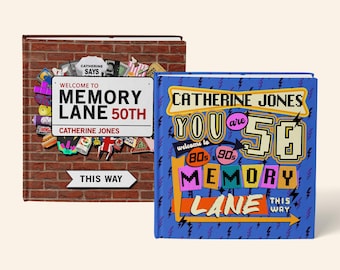 Personalised 50th Birthday Memory Lane Book UK Edition, Milestone Birthday Gift, 80s 90s Decades