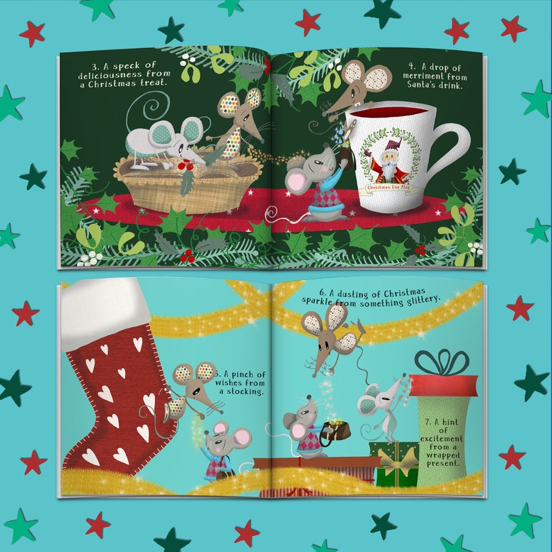 Livre personnalisé pour le réveillon de Noël, cadeau de remplissage de boîte de réveillon de Noël, livre d'histoires de réveillon de Noël pour enfants, remplissage de bas de Noël image 8