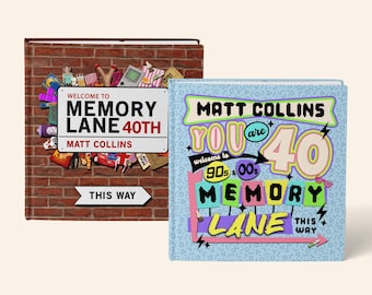 Personalised 40th Birthday Memory Lane Book, 90s 00s Nostalgia Gift