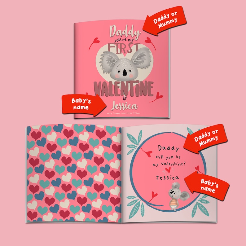 Personalised First Valentine's Day Book for Daddy, Valentine's Gift for Mummy, Baby's First Valentine Gift, Valentine's Day Book image 2