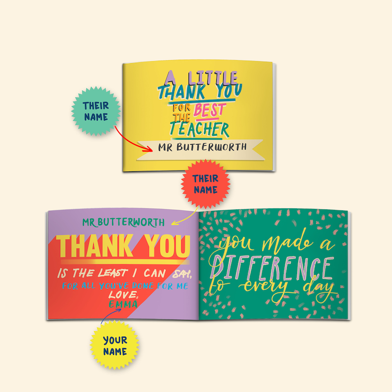 Personalised Thank You Teacher Mini Book Teacher Teaching - Etsy UK