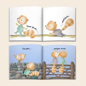 Personalised Twins Story Book, Triplets Story Book, Personalized New Baby Twins Triplets Gift, Red Panda, Twins Triplets Gifts Baptism image 9