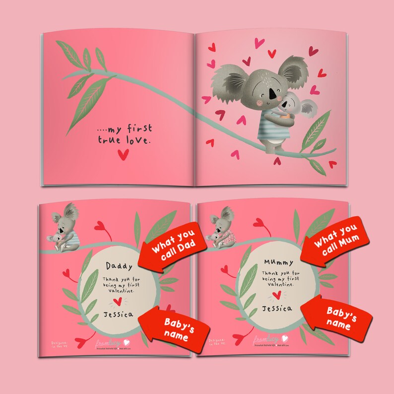 Personalised First Valentine's Day Book for Daddy, Valentine's Gift for Mummy, Baby's First Valentine Gift, Valentine's Day Book image 10