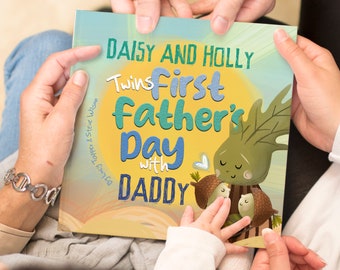 Nouveau livre personnalisé pour papa pour jumeaux, premier cadeau de fête des pères, livre d'histoires pour papa, cadeaux pour premier papa, papa, papa, abba, personnalisé