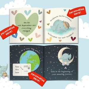 EUROPESE KLANTEN, Welkom in de wereld Gepersonaliseerd nieuw babyboek, cadeaus voor nieuwe baby, gepersonaliseerd doopcadeau, doopboek afbeelding 4