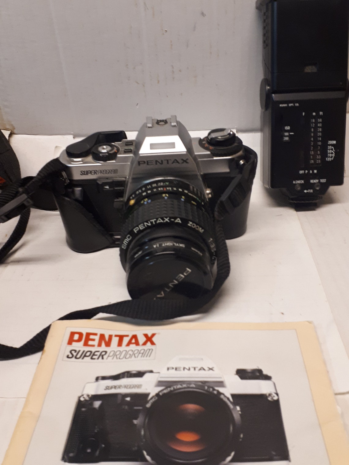 Pentax Super Program 35mm Camera with Flash and Zoom lens Etsy
