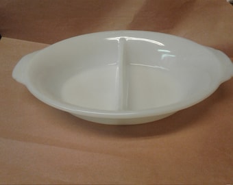 Fire King divided serving bowl, Anchor Hocking fire fing