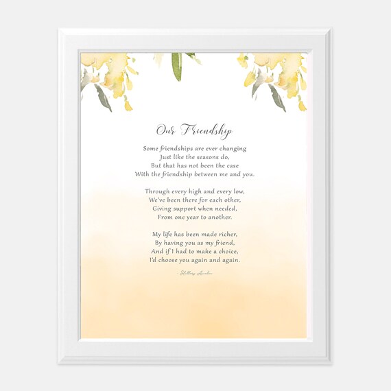 Best Friend Birthday Gift Poems On Friendship Original Poem Etsy