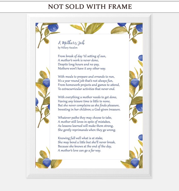 Mother S Birthday Or Mother S Day Gift Idea Poems For Etsy