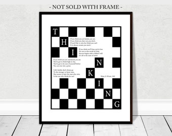 Thinking Poem Checkerboard Art Print, Graduation Gift (11x14 UNFRAMED)