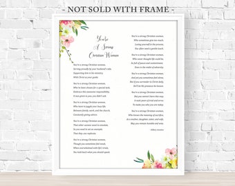 PASTOR MINISTER&#39;S WIFE, Christian Woman, Gifts for Her, First Lady, Original Poem &quot;Strong Christian Woman&quot; 8x10 & 11x14 Print (Unframed)