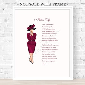PASTOR, MINISTER&#39;S WIFE, First Lady Appreciation, Christian Prints, Original Poem &quot;A Pastor&#39;s Wife&quot; by Hillary Ascalon 8x10 Print (Unframed)