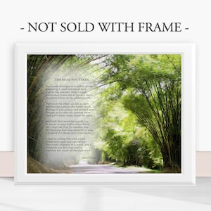 ROAD NOT TAKEN Poem, Robert Frost, Literary Work, Office Art , Two Roads ...I Took the One Less Traveled, 8&quot;x 10&quot; & 11&quot;x 14&quot; Print