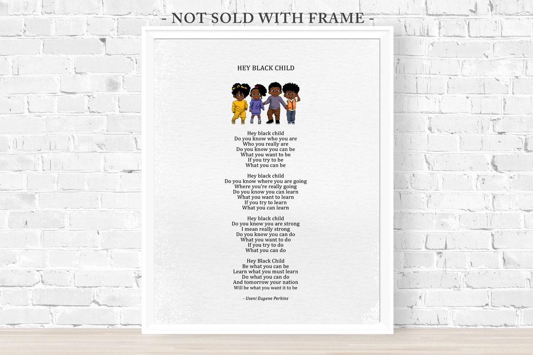 Hey Black Child Poem Art Print, African American Inspirational Decor ...