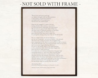 Gettysburg Address Print, Abraham Lincoln Famous Speech, American History Art