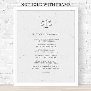 LAW SCHOOL GRADUATE, Attorney, Lawyer Gift, Law Office, Original Poem &quot;Practice with Integrity&quot; by Hillary Ascalon, Giclee Print (Unframed)