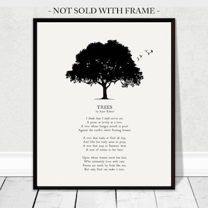 Poema de JOYCE KILMER “TREES”, ideia de presente para amantes da natureza, I Think That I Shall Never See, impressão artística giclée de 8” x 10” e 11” x 14” (sem moldura)