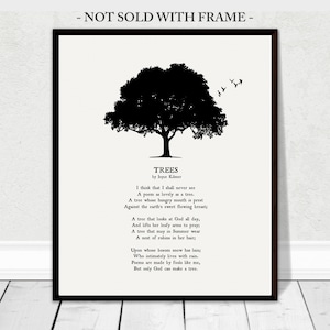 JOYCE KILMER “TREES” Poem, Nature Lover Gift Idea, I Think That  I Shall Never See,  8”x 10” & 11”x 14” Giclee Fine Art Print (Unframed)