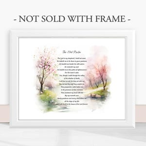 PSALM 23 Scripture, The Lord is My Shepherd, Bible Verse, Pastor Gift Idea, Church Office Art, Home Decor Wall Art Print (Unframed)