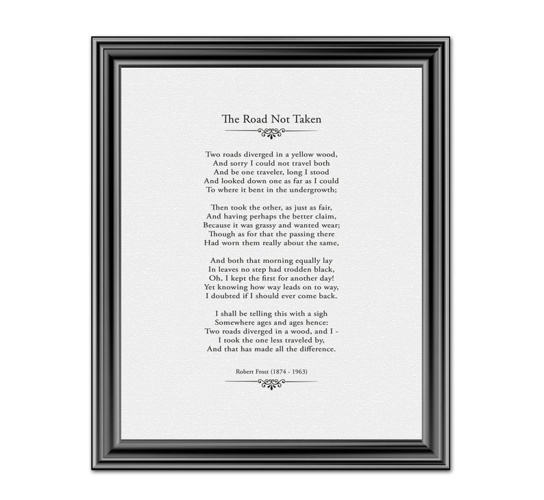 ROAD Not TAKEN POEM, Robert Frost, Literary Print, Famous Poem ...