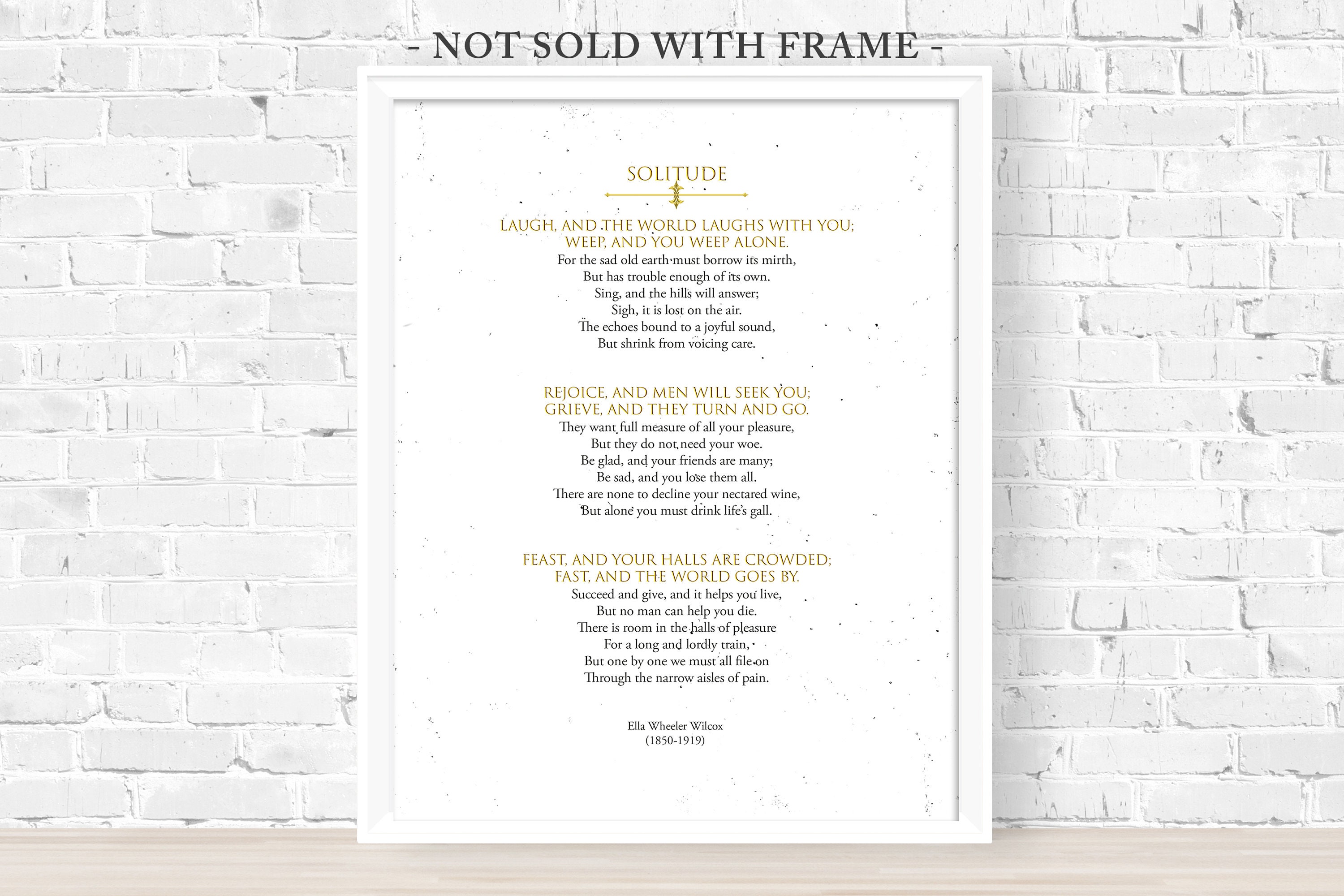 Solitude Poem Ella Wheeler Wilcox Literary Office Home Etsy