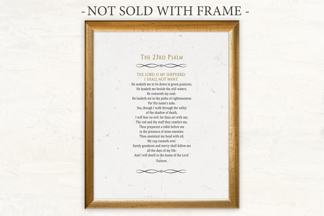 Psalm 23 Wall Art Print, Christian Scripture, Velvet Matte (unframed ...