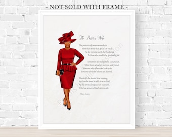 PASTOR, MINISTER&#39;s WIFE, African American First Lady, Original Poem &quot;The Pastor&#39;s Wife&quot; by Hillary Ascalon, 5x7 & 8x10 Print (Unframed)