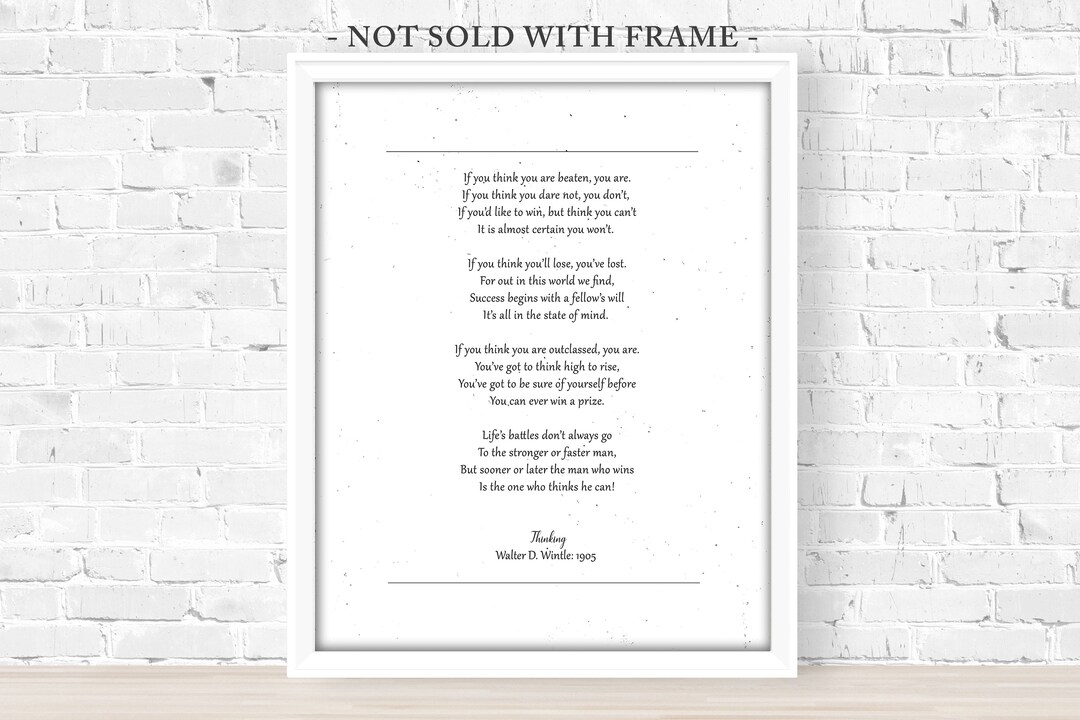 THINKING POEM, Walter D. Wintle, the Man Who Thinks He Can, the Victor, Graduation Gift