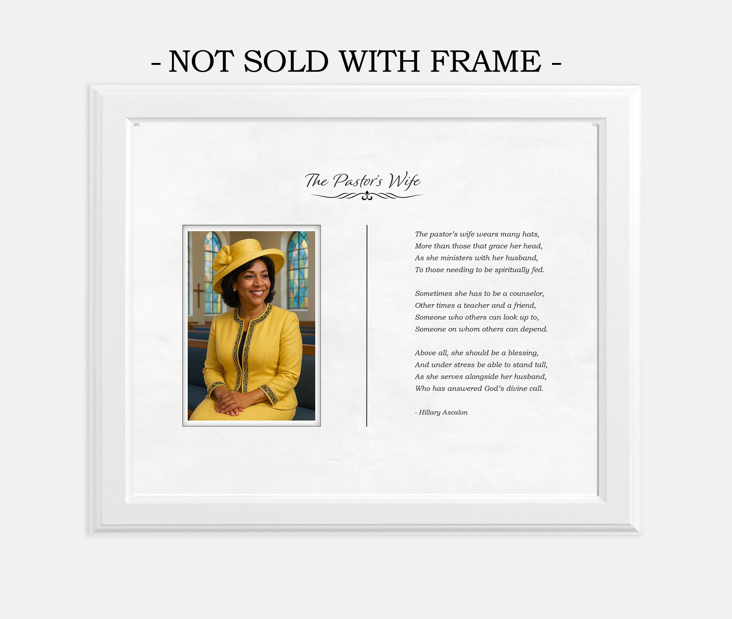 PASTOR MINISTER'S WIFE, Beautiful First Lady of Color, Original Poem "A Pastor's Wife" by Hillary Ascalon 8x10 and 11x14 Print (Unframed)
