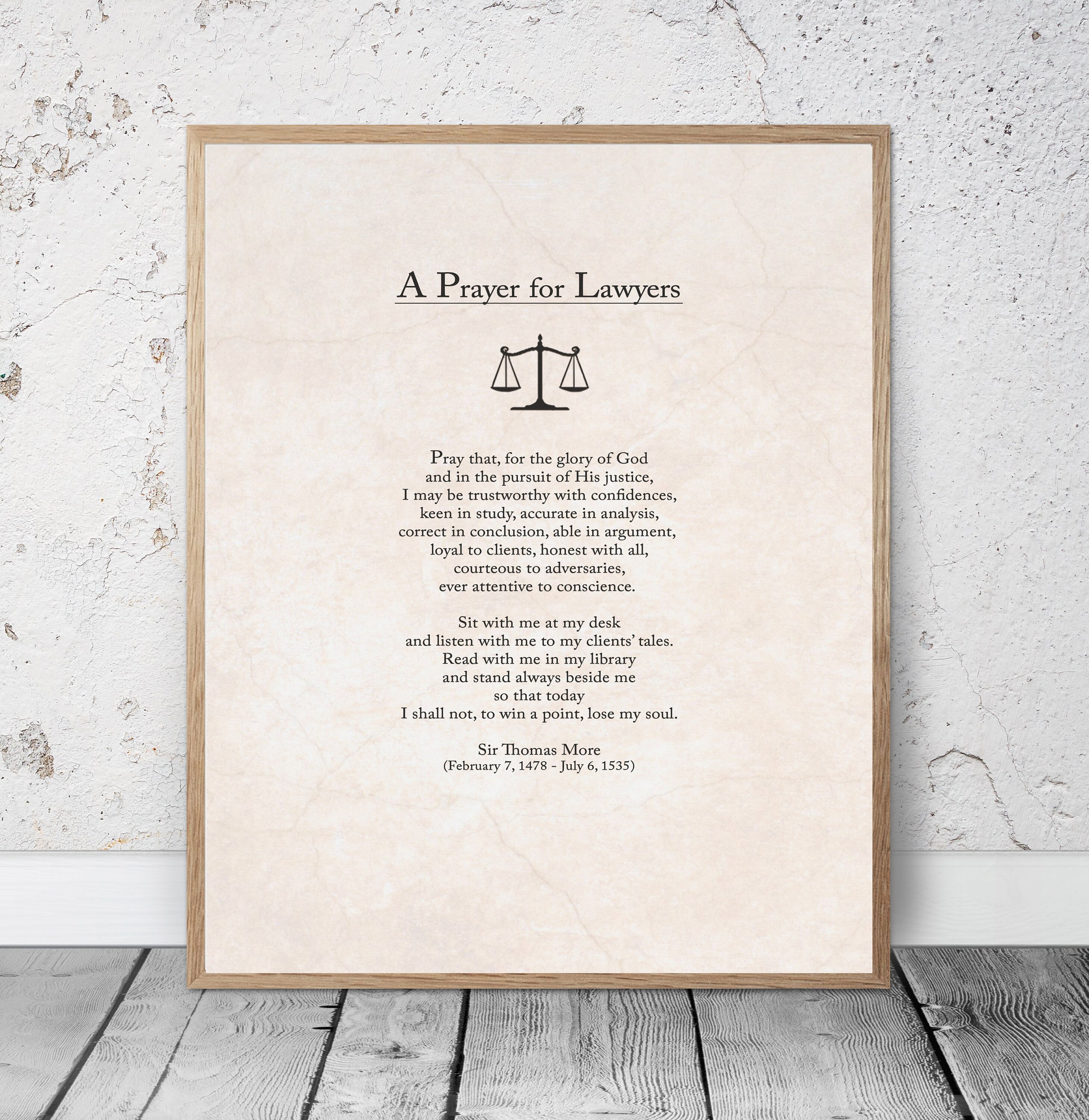 LAWYERS PRAYER Sir Thomas More Attorney Gift Idea Law | Etsy