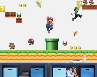 Huge Super Mario Bros Removable Wall Sticker Decals Kids Nursery Decor